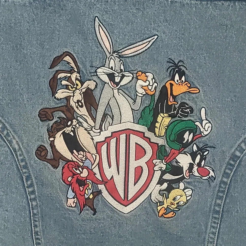 Looney Tunes Warner Bros embroidered denim vest biker kids LOT F - Picture 2 of 11